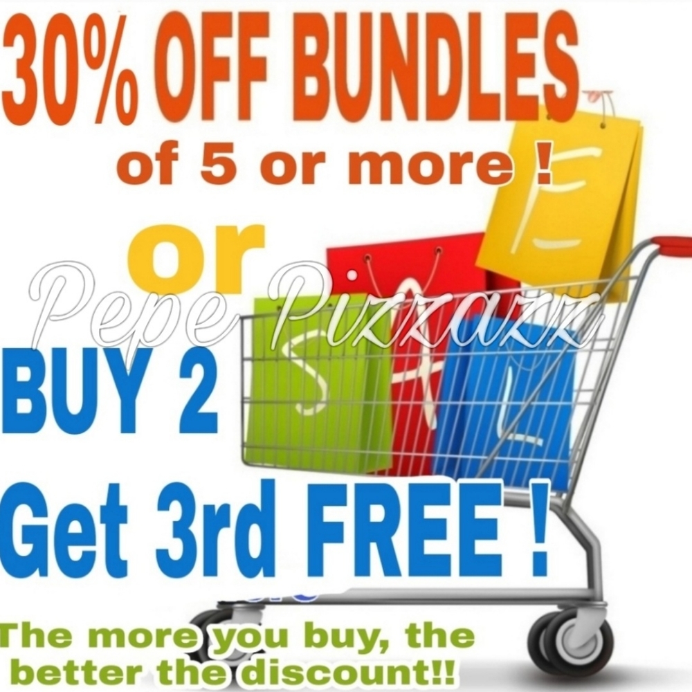 Buy2 get 3rd free.  5+ gets 30% off entire order
